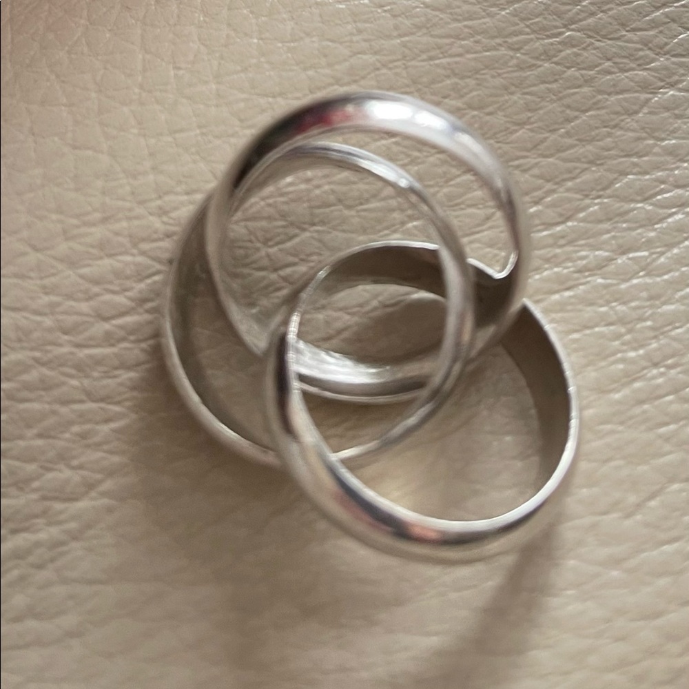 Sterling Silver 925, Rolling Ring, Interlocking R… - image 6